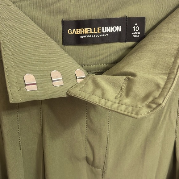 Gabrielle Union New York & Co Size 10 Wide Leg Pants Olive Green - Picture 5 of 8